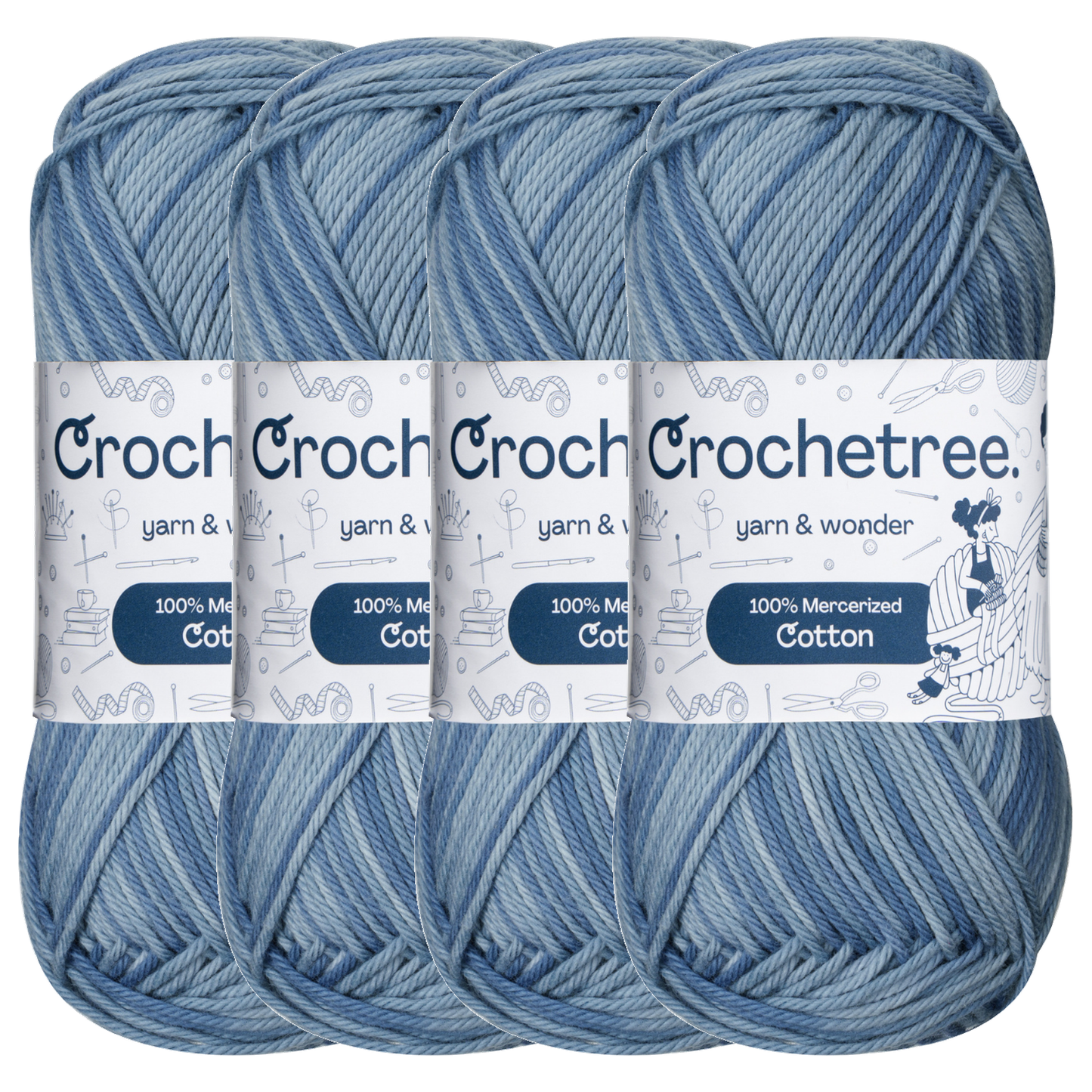 Crochetree Sky Denim mercerized cotton yarn pack