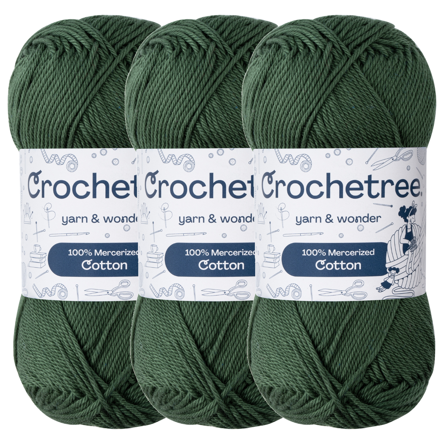 Crochetree Pine Forest mercerized cotton yarn pack