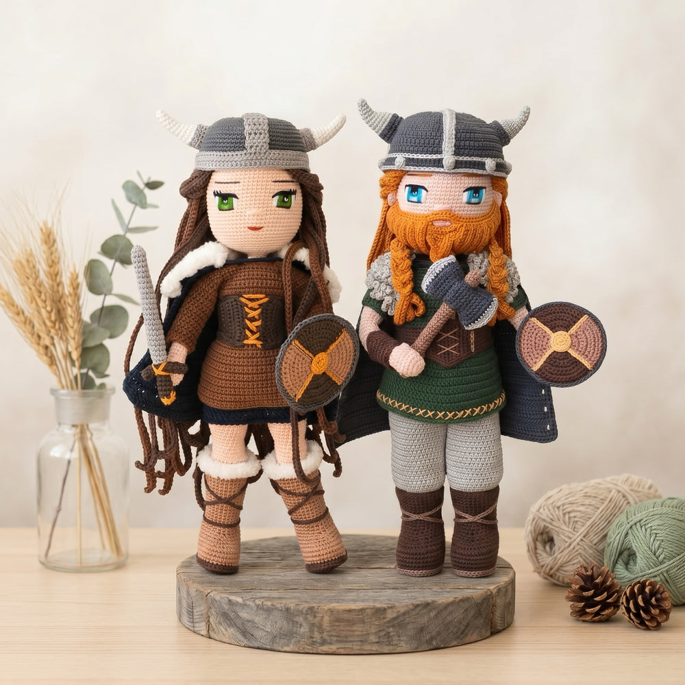 Genevieve and Ragnar Vikings crochet doll patterns