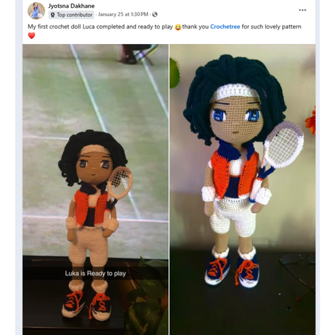 A Crochetree doll made by a customer
