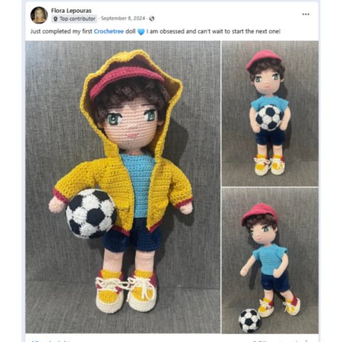 A Crochetree doll made by a customer
