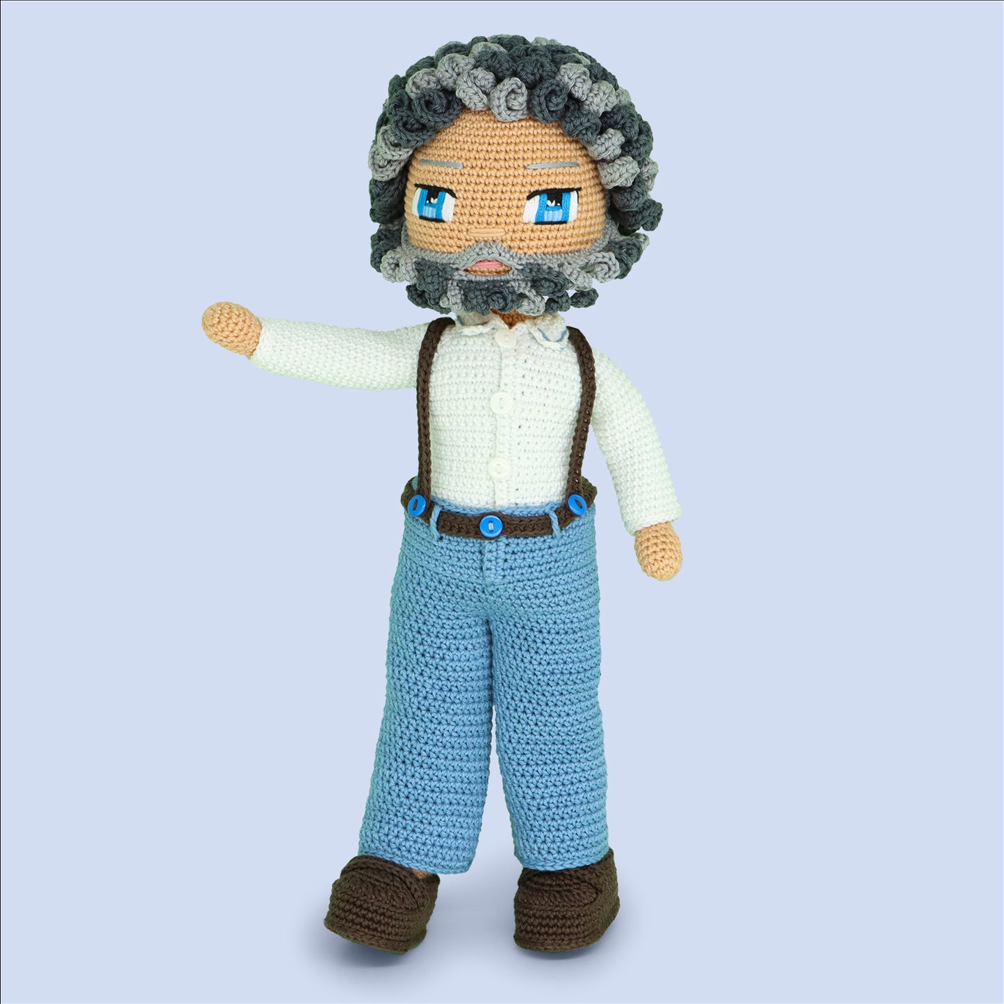 Grandpa George crochet doll front view - handmade amigurumi pattern