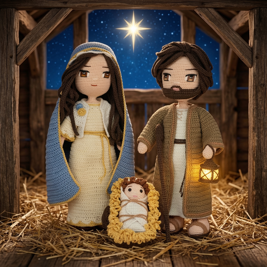 The Holy Family Nativity Set Pattern - amigurumi PDF with step-by-step photos