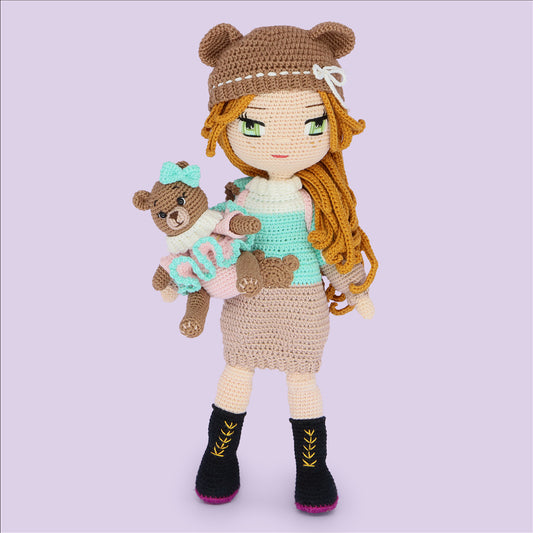 Bear Princess Doll Pattern - amigurumi PDF with step-by-step photos