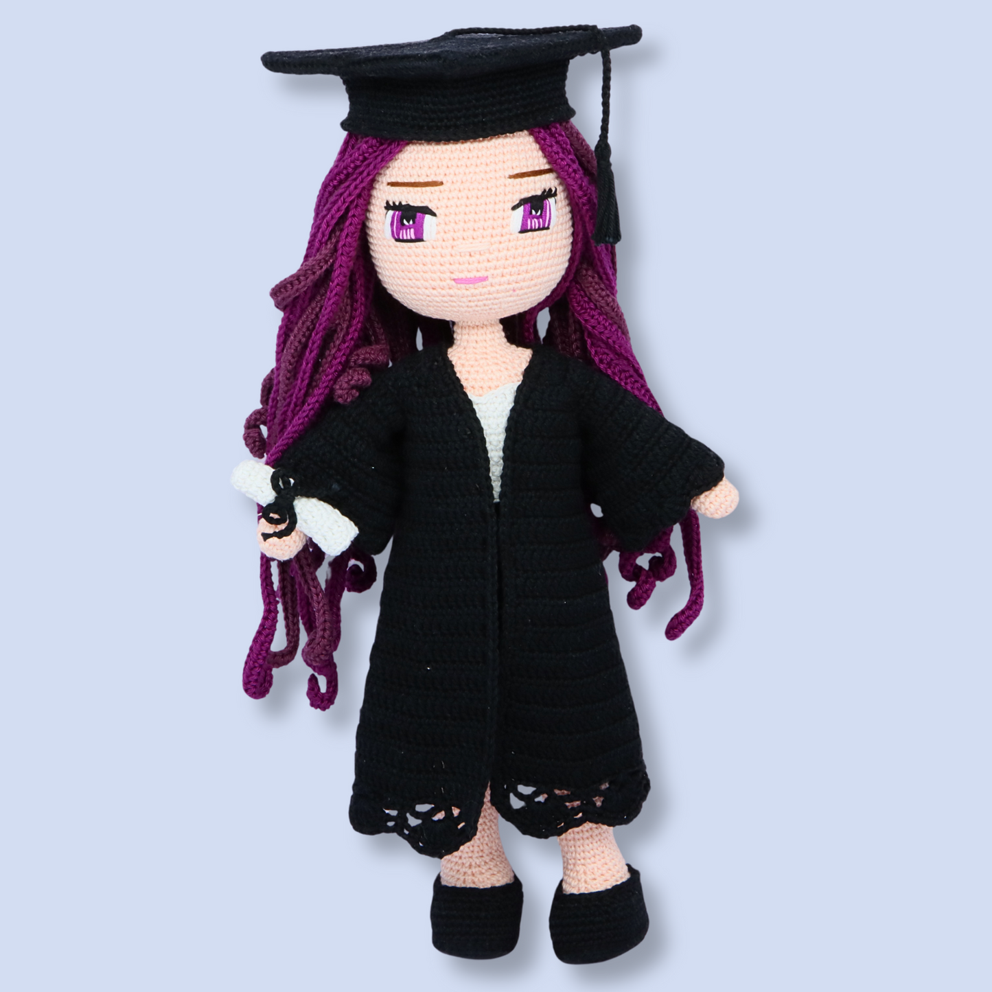 Lila Graduation Doll Pattern - amigurumi PDF with step-by-step photos