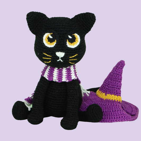 Night the Cat Crochet Pattern - amigurumi crochet pattern PDF cover by Crochetree