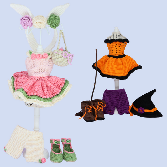 Freya Easter and Halloween crochet outfit patterns