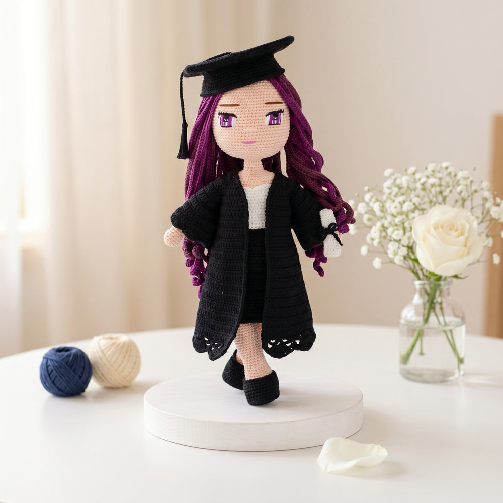 Lila Graduation crochet doll pattern