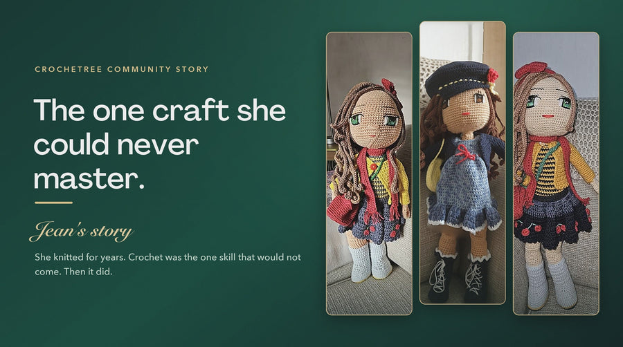 Jean Kenwright's Hazel and Valentina crochet dolls, a Crochetree Community Story
