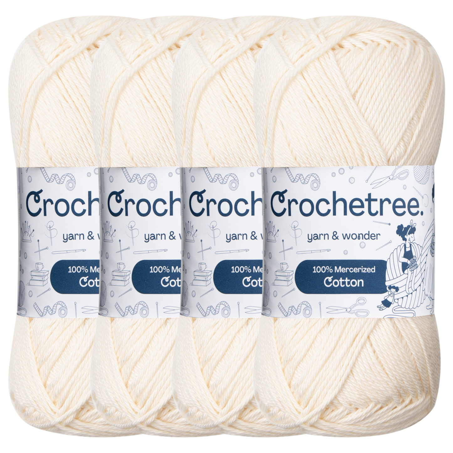 Crochetree Cannoli Cream mercerized cotton yarn pack