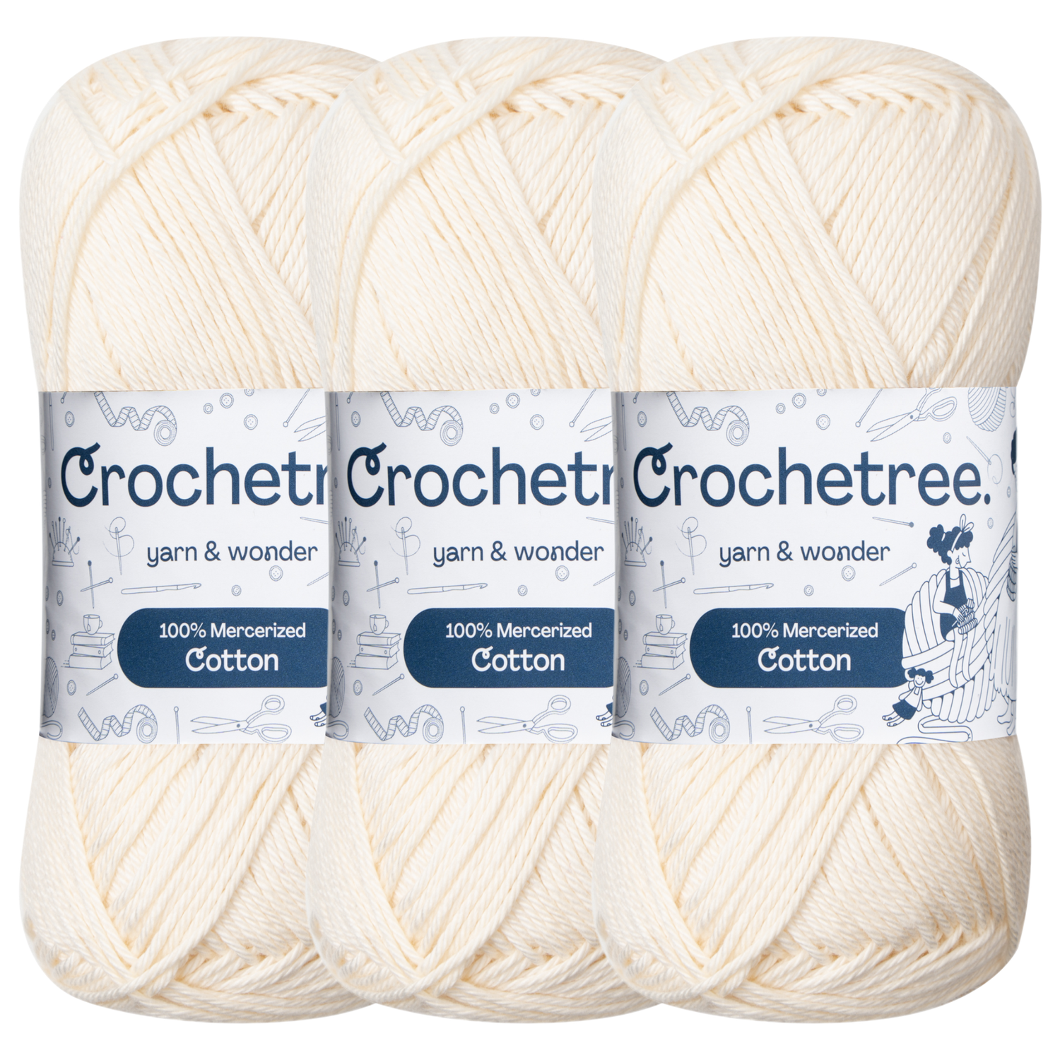 Crochetree Cannoli Cream mercerized cotton yarn pack