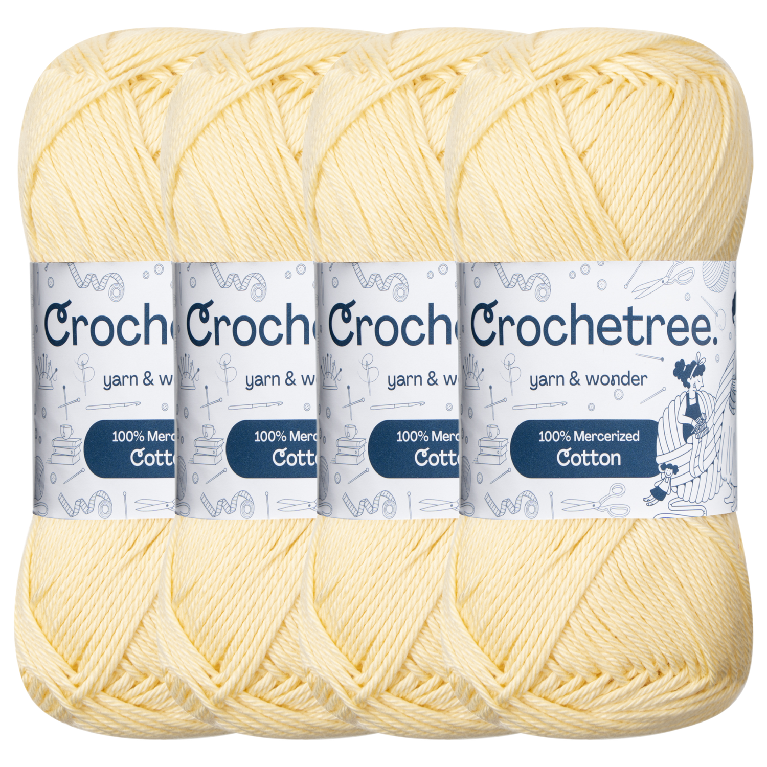 Crochetree Soft Yellow mercerized cotton yarn pack