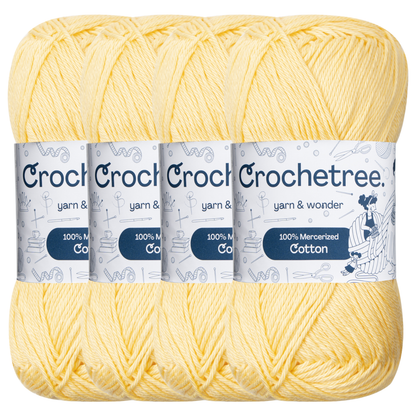 Crochetree Elfin Yellow mercerized cotton yarn pack