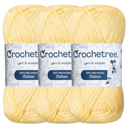 Crochetree Elfin Yellow mercerized cotton yarn pack