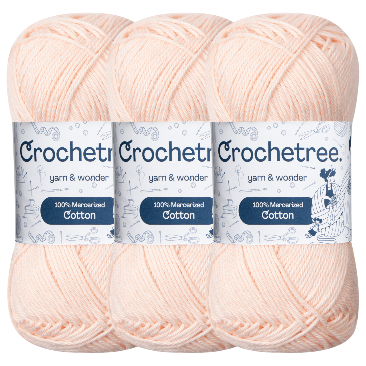 Crochetree Misty Rose mercerized cotton yarn pack