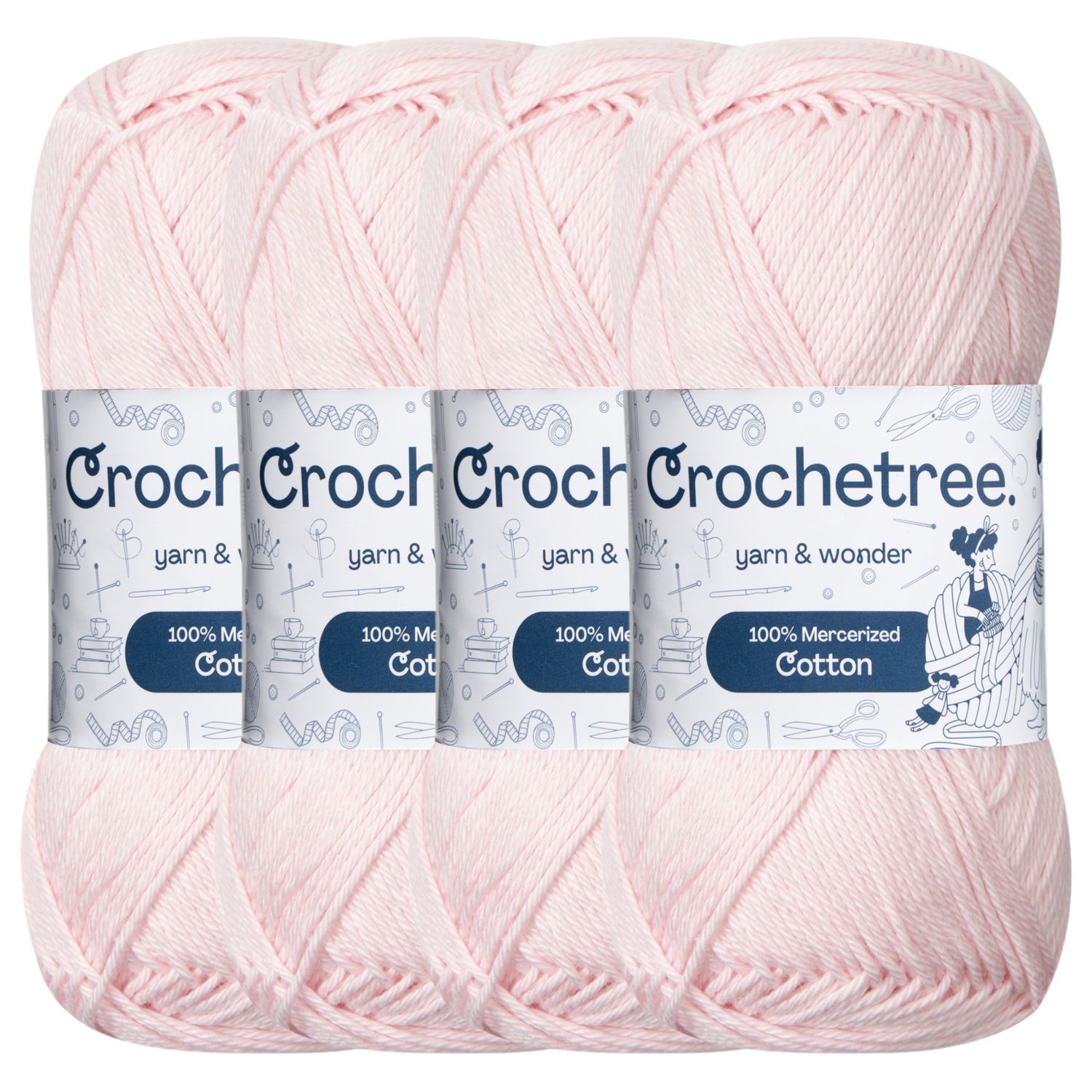 Crochetree Cherry Blossom mercerized cotton yarn pack