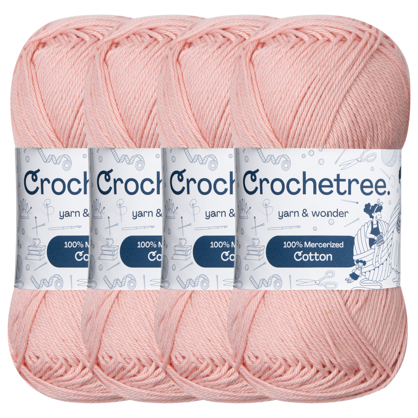 Crochetree Crystal Rose mercerized cotton yarn pack
