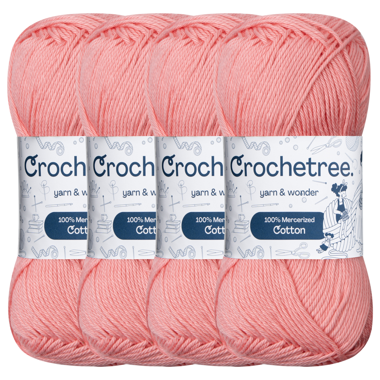 Crochetree Rose Dianthus mercerized cotton yarn pack
