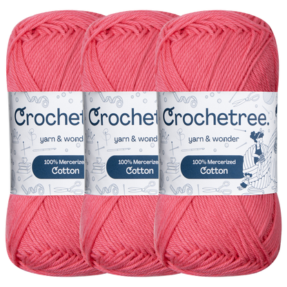 Crochetree Azalea Pink mercerized cotton yarn pack