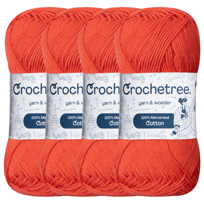 Crochetree Poppy Red mercerized cotton yarn pack