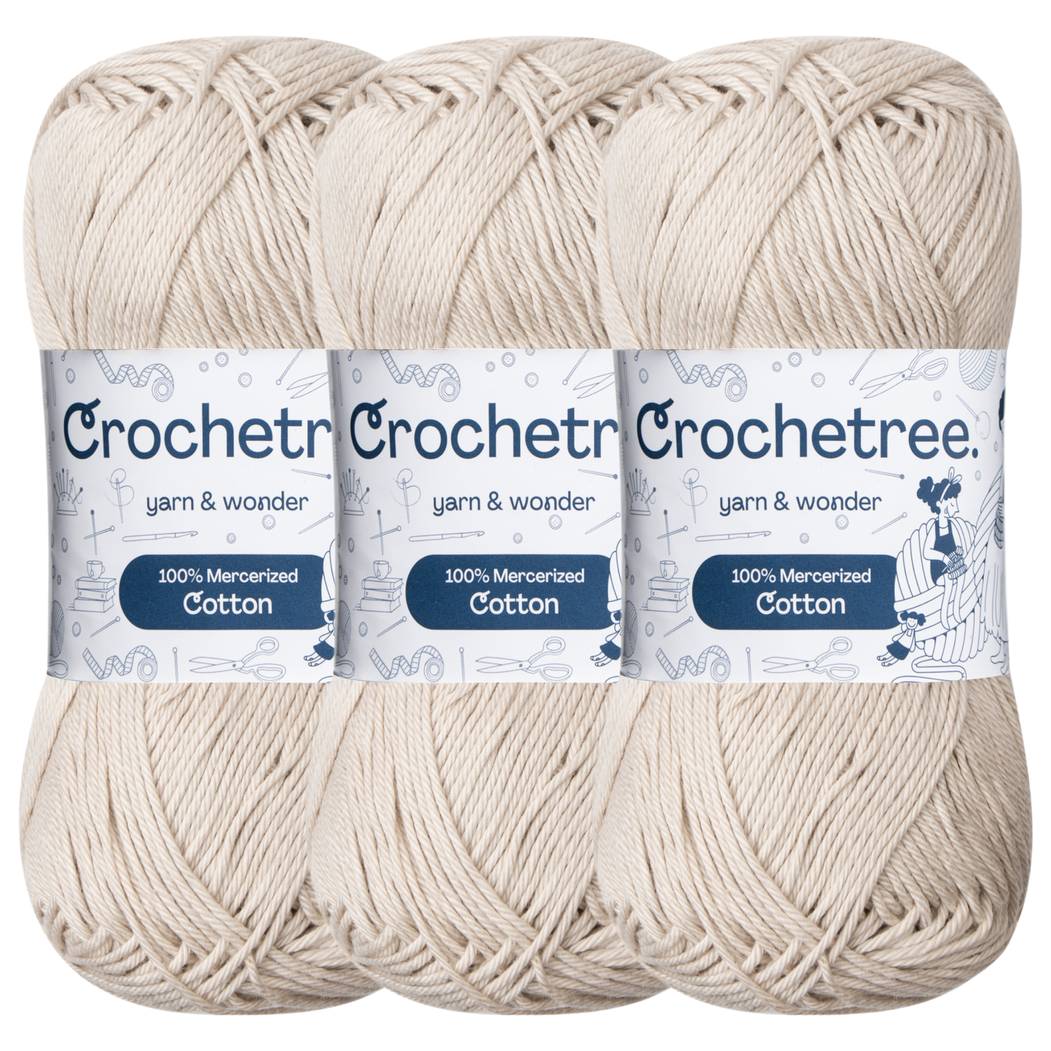Crochetree Coral Marble mercerized cotton yarn pack
