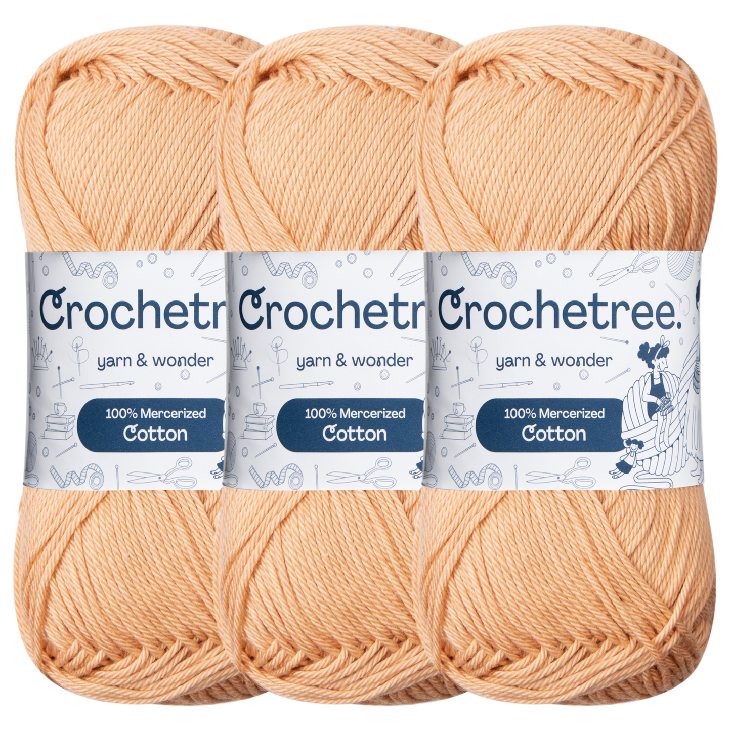 Crochetree Sandy Tan mercerized cotton yarn pack