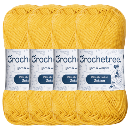 Crochetree Vivid Mustard mercerized cotton yarn pack