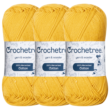 Crochetree Vivid Mustard mercerized cotton yarn pack