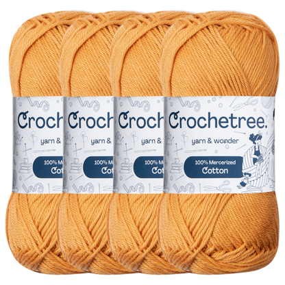 Crochetree Harvest Gold mercerized cotton yarn pack