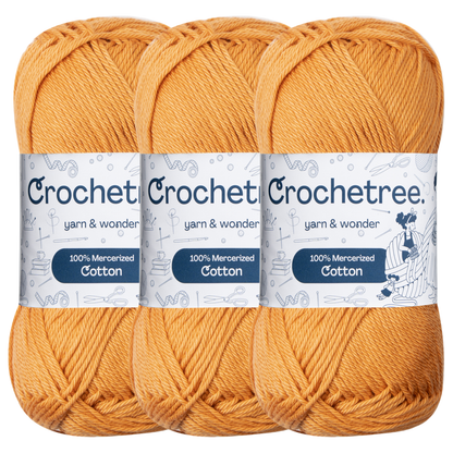 Crochetree Harvest Gold mercerized cotton yarn pack