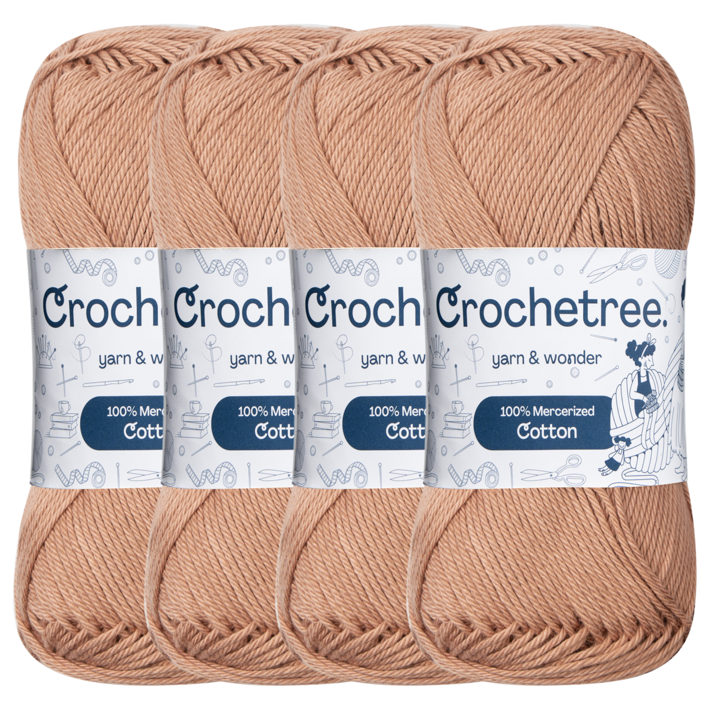 Crochetree Mocha mercerized cotton yarn pack
