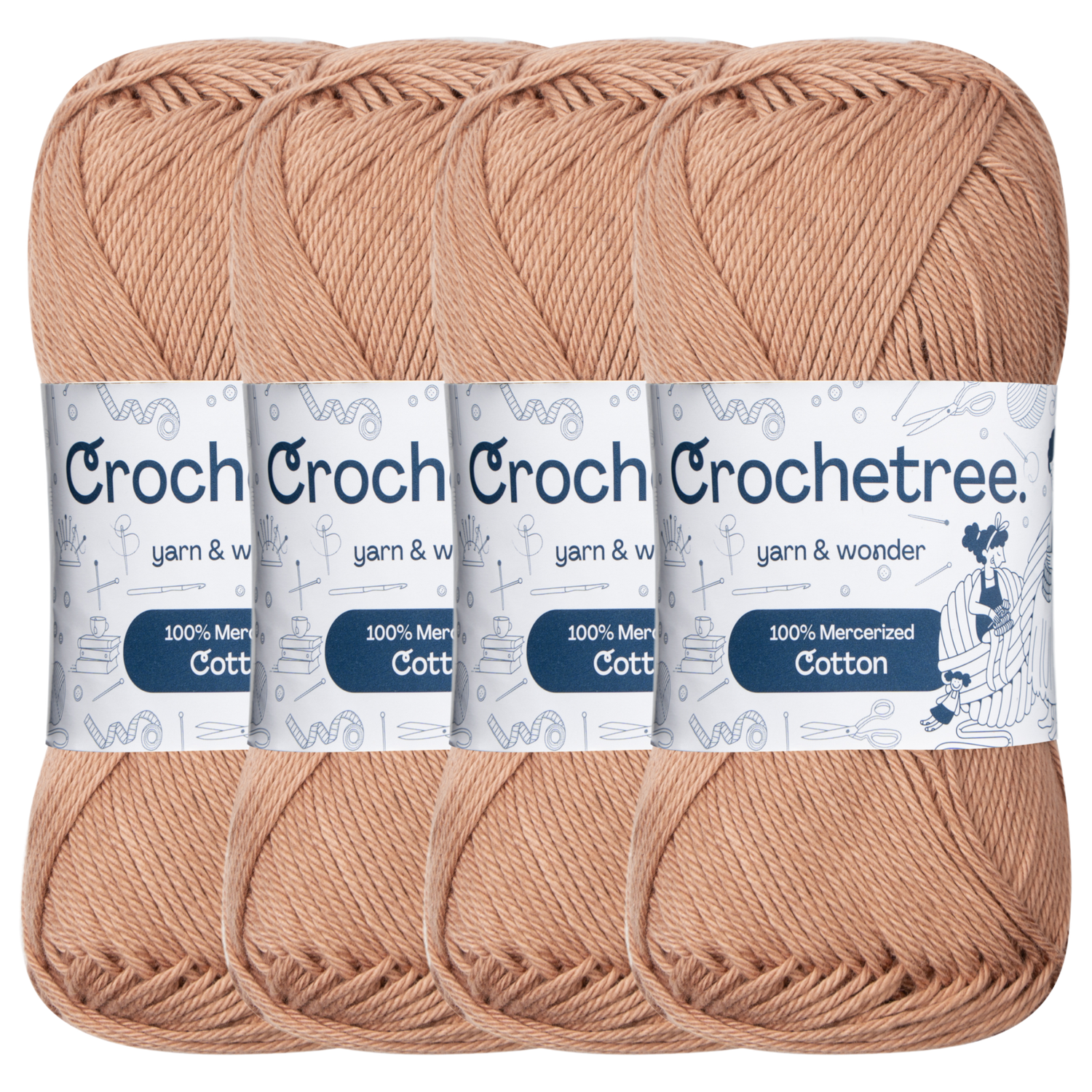 Crochetree Mocha mercerized cotton yarn pack