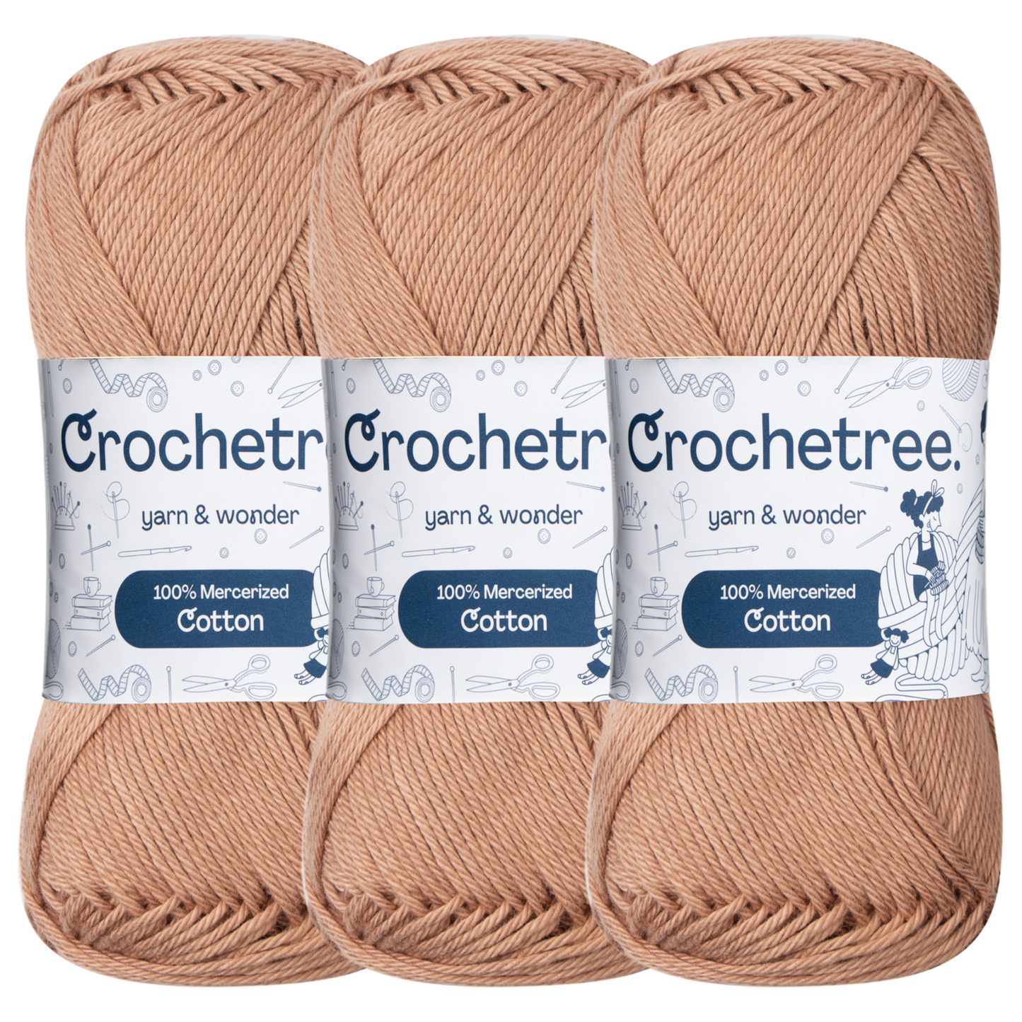 Crochetree Mocha mercerized cotton yarn pack