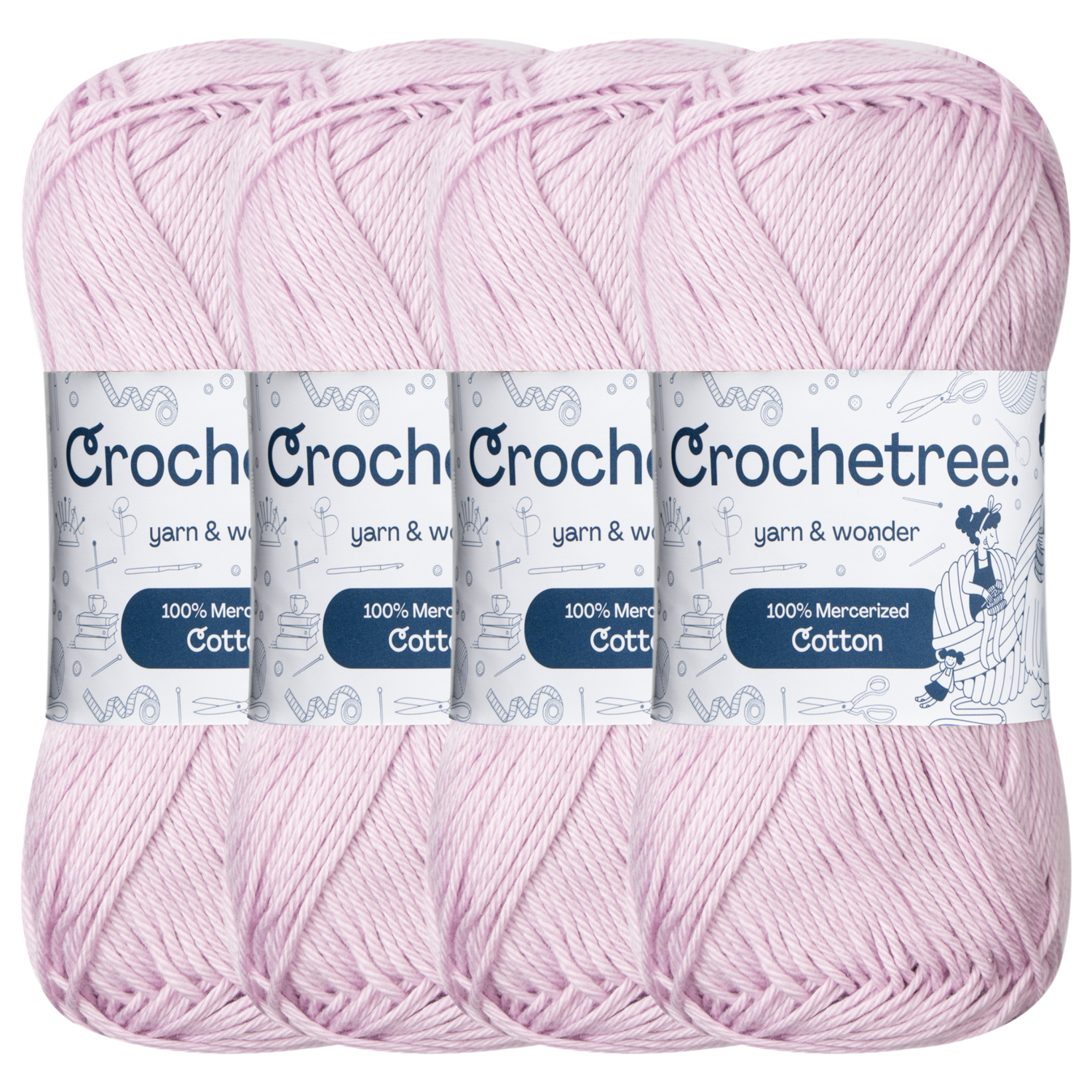 Crochetree Pink Tulle mercerized cotton yarn pack