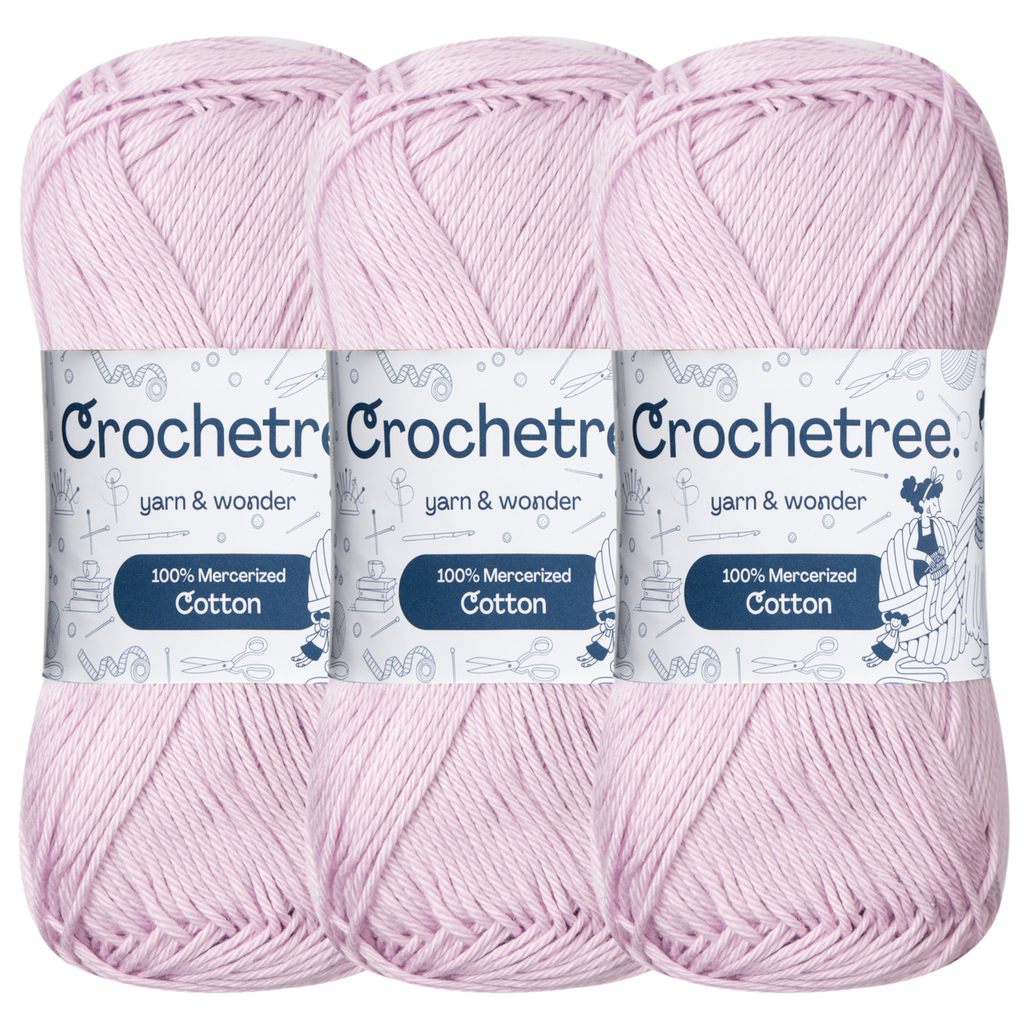 Crochetree Pink Tulle mercerized cotton yarn pack