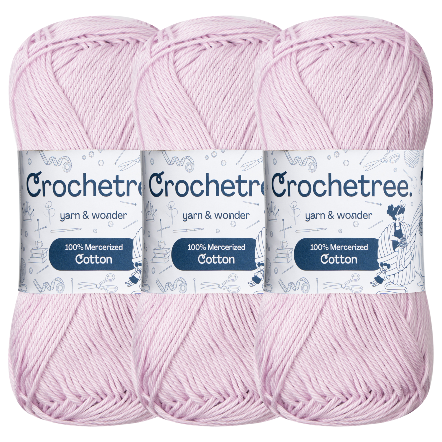 Crochetree Pink Tulle mercerized cotton yarn pack