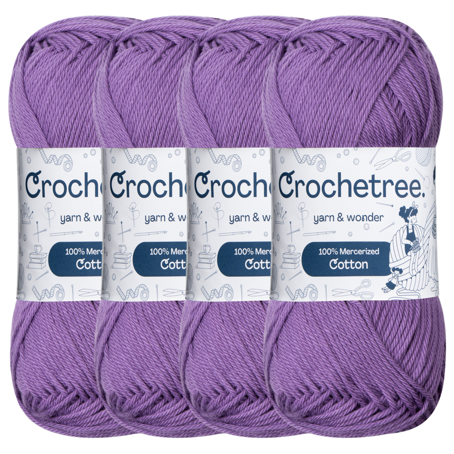 Crochetree Sparkling Grape mercerized cotton yarn pack