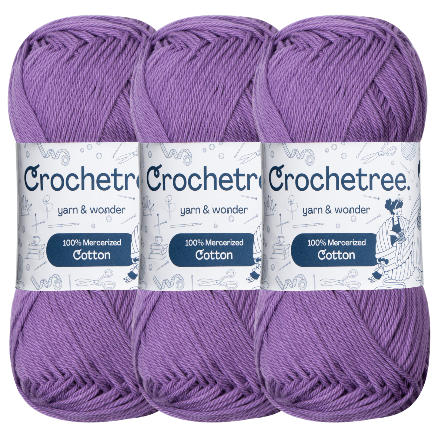 Crochetree Sparkling Grape mercerized cotton yarn pack