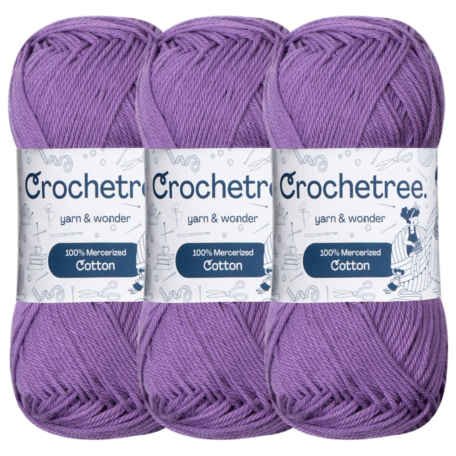 Crochetree Sparkling Grape mercerized cotton yarn pack