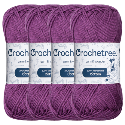 Crochetree Eggplant mercerized cotton yarn pack