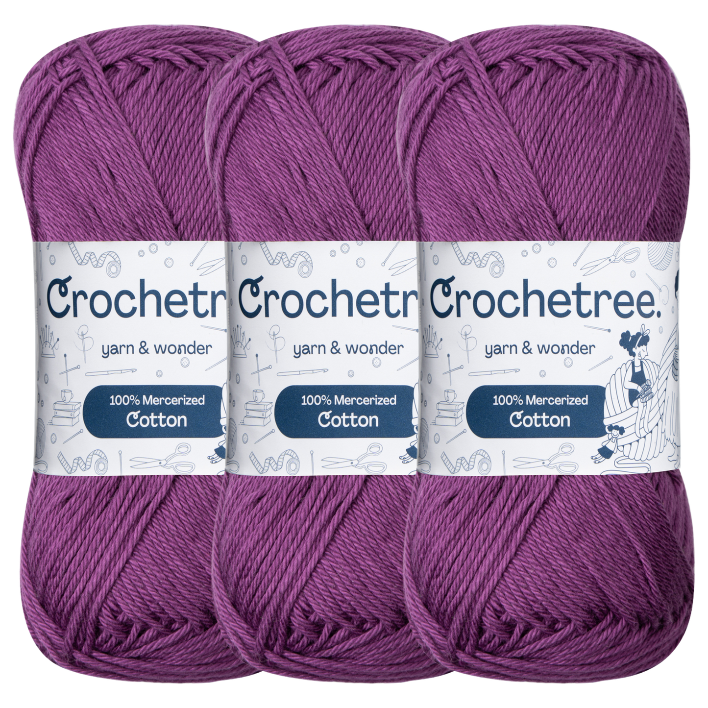 Crochetree Eggplant mercerized cotton yarn pack