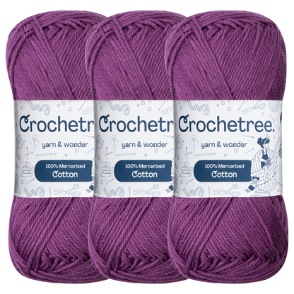 Crochetree Eggplant mercerized cotton yarn pack