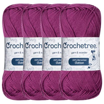 Crochetree Royal Plum mercerized cotton yarn pack