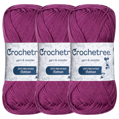 Crochetree Royal Plum mercerized cotton yarn pack