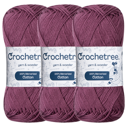 Crochetree Wood Violet mercerized cotton yarn pack