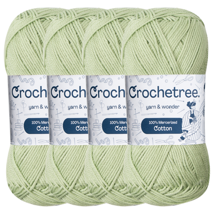 Crochetree Pastel Green mercerized cotton yarn pack