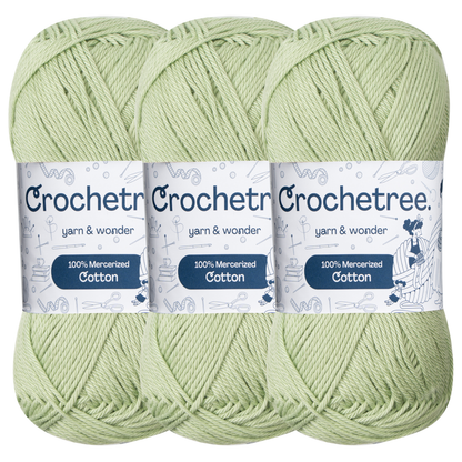 Crochetree Pastel Green mercerized cotton yarn pack