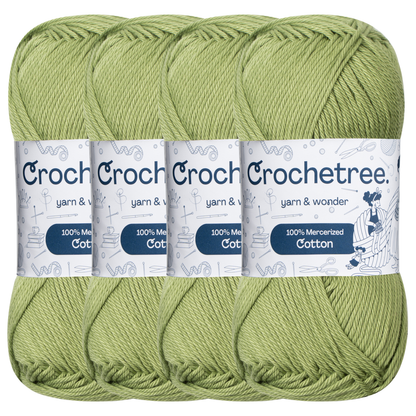 Crochetree Bud Green mercerized cotton yarn pack