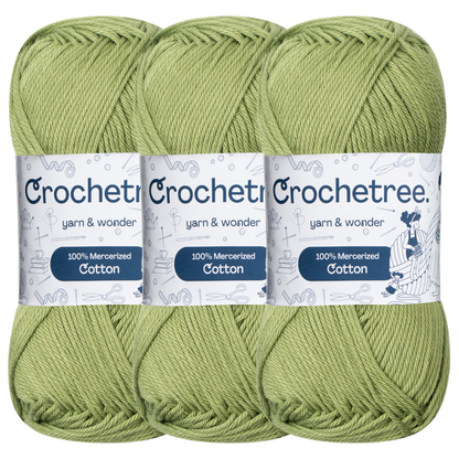 Crochetree Bud Green mercerized cotton yarn pack