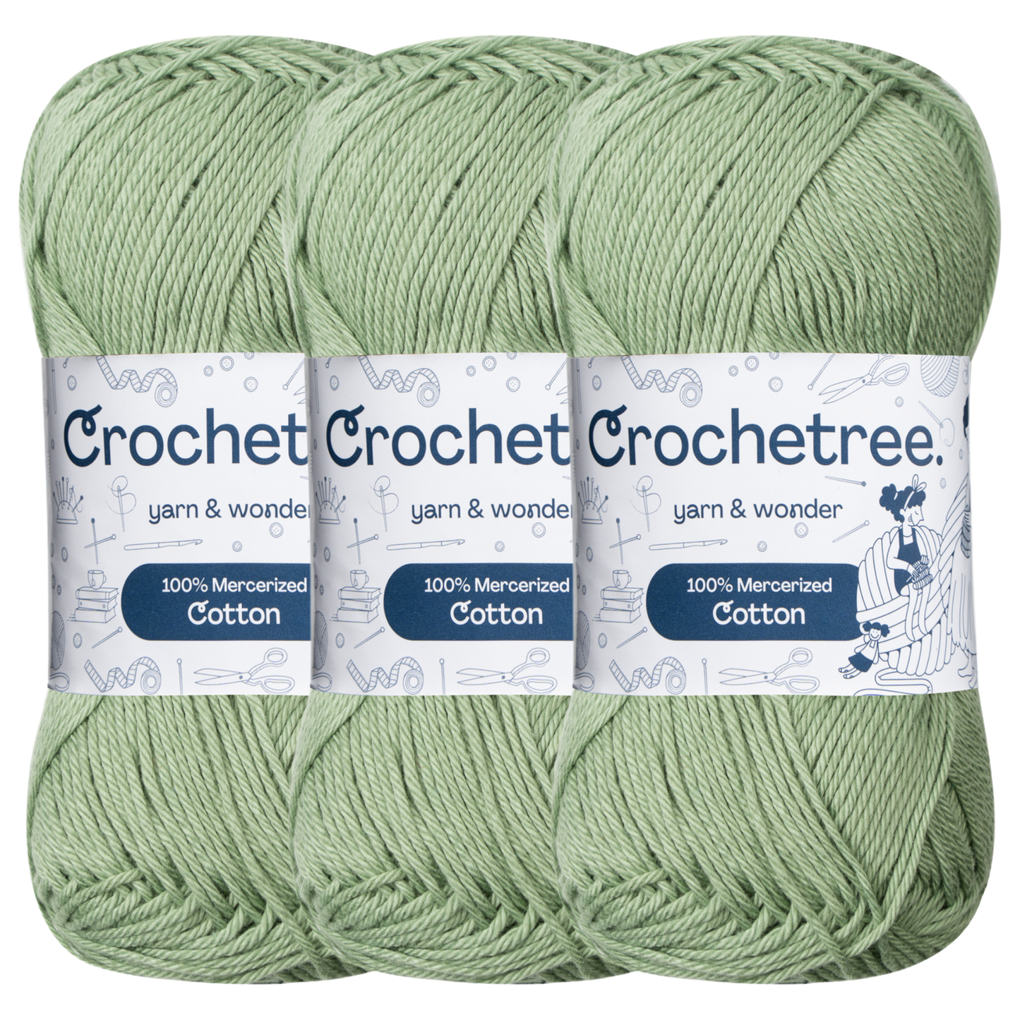 Crochetree Jadesheen mercerized cotton yarn pack